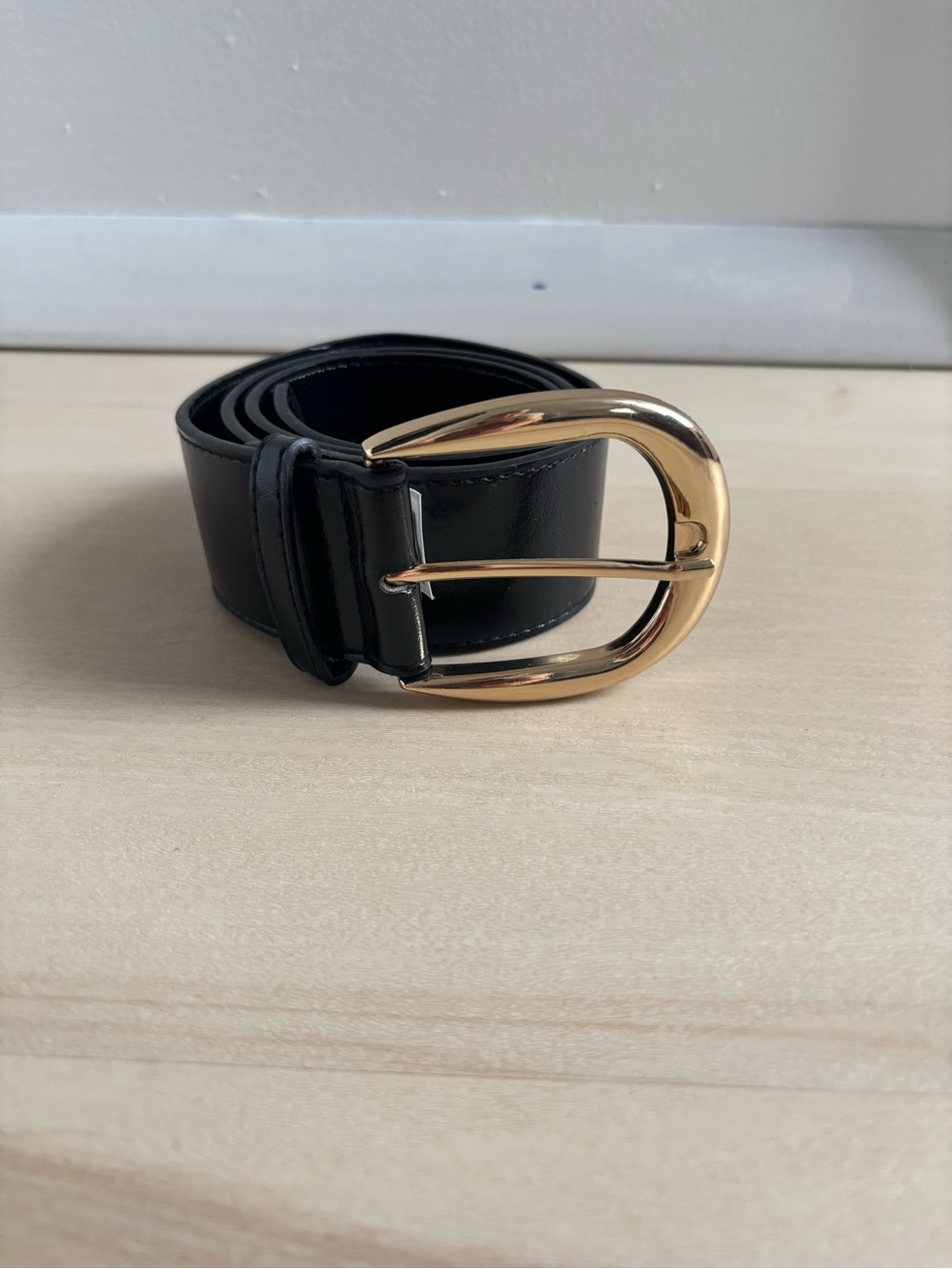 Zara Black Belt with Gold Buckle - Women Accessories